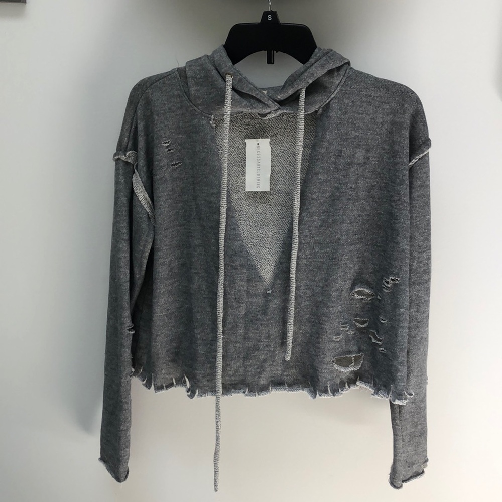 Distressed Cut Out Hoodie